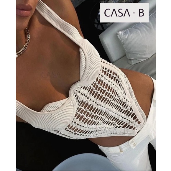 CASA B Tops - NEW💫CASA B| Siren Crochet Bustier Corset Top in Bone